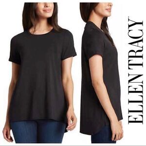 ELLEN TRACY Ladies Short Sleeve HiLo Hem Tunic Top